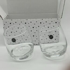 New PAIR Sagaform Rolling Whiskey Glasses S/2 Low Ball Cocktail 3.5"T 2.75"D Top